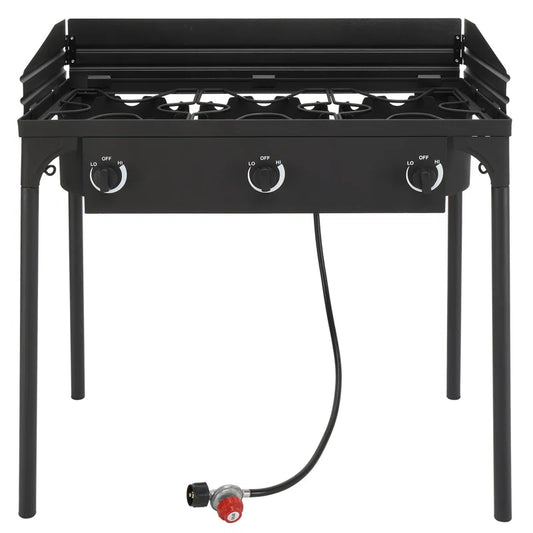 3 - Burner High Pressure Propane Outdoor Stove with Windscreen