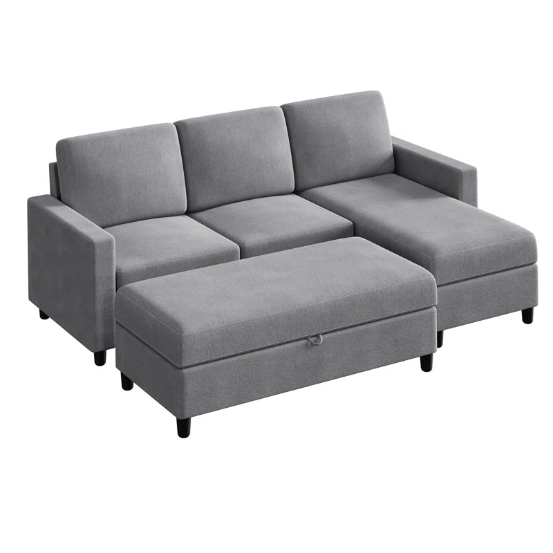 Degnan 78.7'' Upholstered Sofa Chaise with Storage Stool