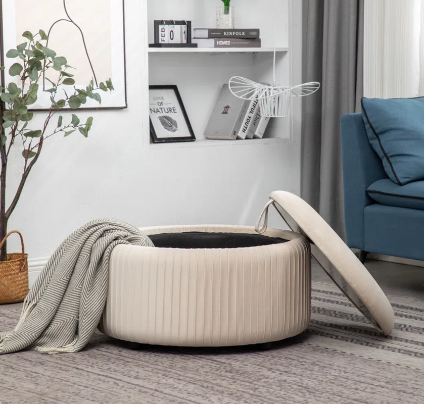 Sonam Velvet round Storage Ottoman