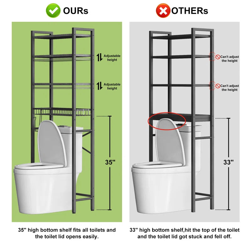 Agassiz Metal Adjustable Freestanding Over-The-Toilet Storage