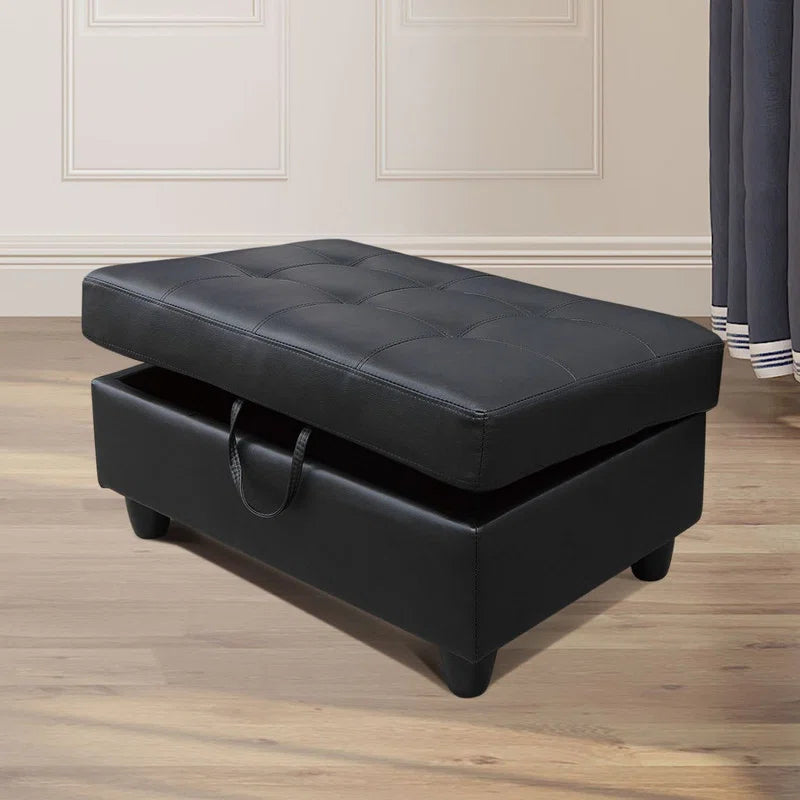 Faux Leather Storage Ottoman