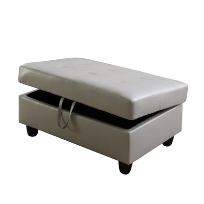 Faux Leather Storage Ottoman