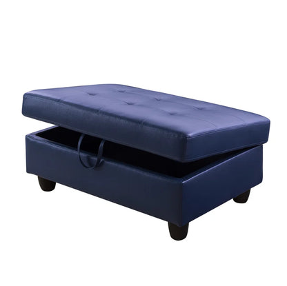 Faux Leather Storage Ottoman