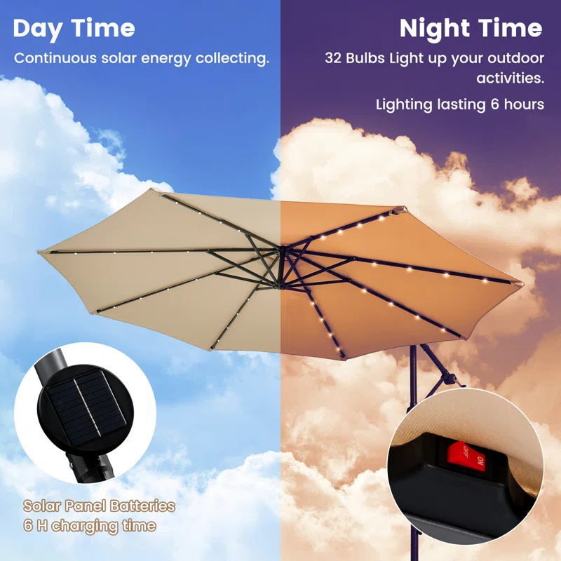 Isley 120'' Lighted Cantilever Umbrella