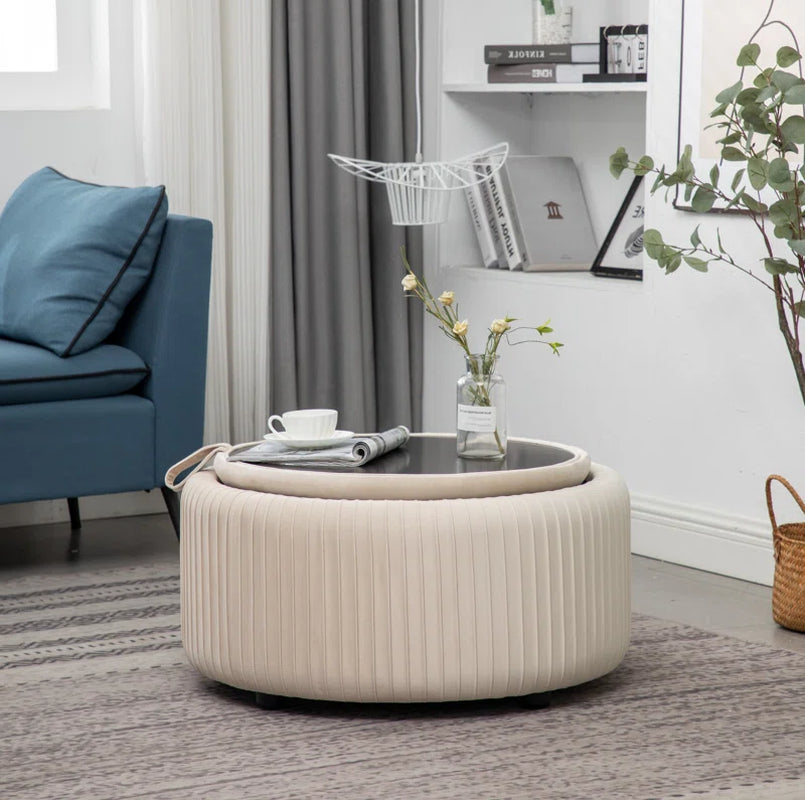 Sonam Velvet round Storage Ottoman