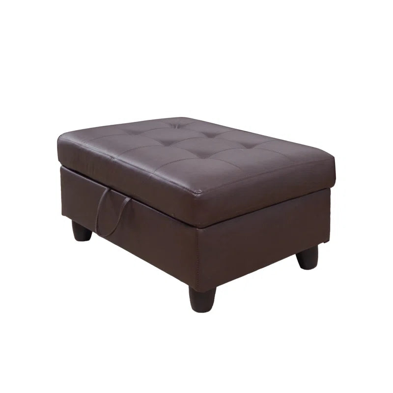 Faux Leather Storage Ottoman