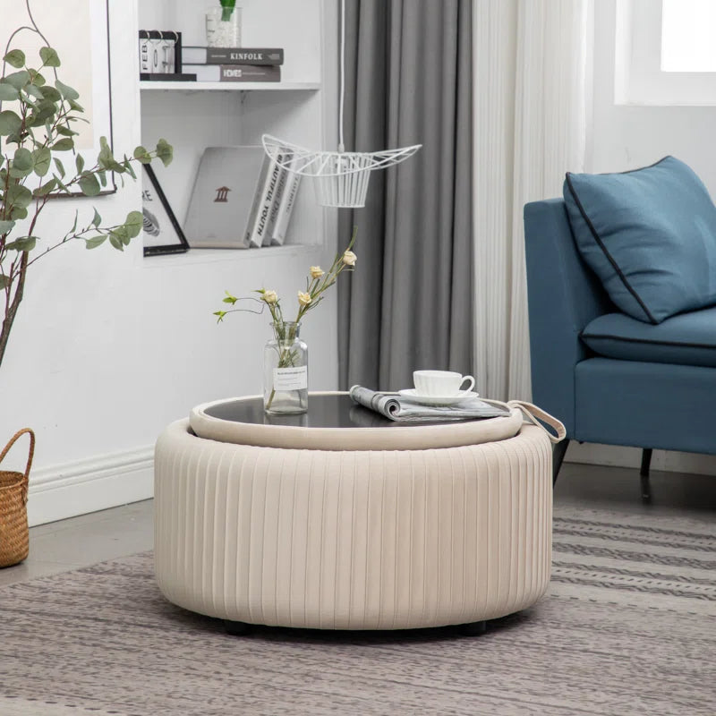 Sonam Velvet round Storage Ottoman