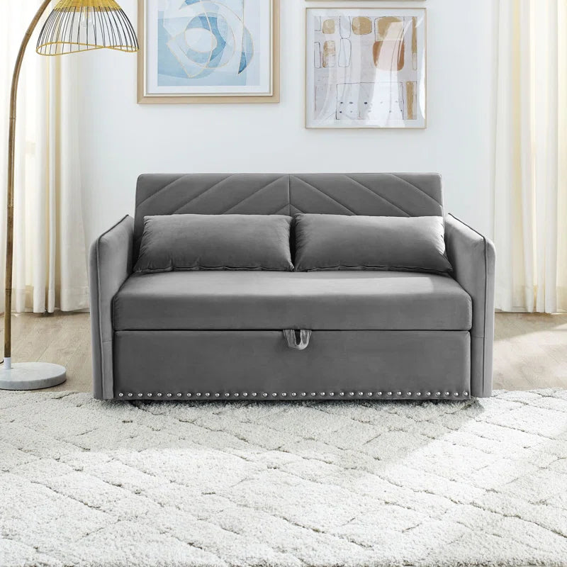 55'' Velvet Reclining Sleeper Sofa