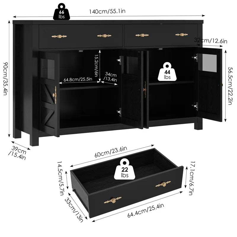 55.1" Nostrand 4 Door Accent Cabinet