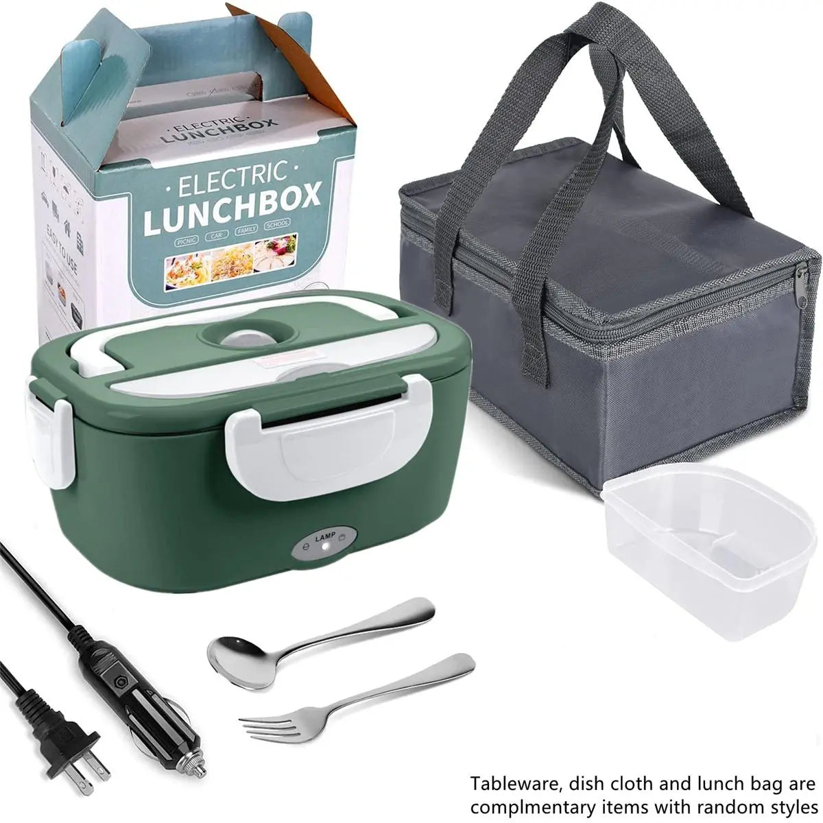 Electric Lunch Box, Summer Portable Food Heater with Random Style Tableware & Dish Cloth & Lunch Bag, Bento Box, Kitchen Accessories Lunch Food Storage Containers, Summer 2024 Summer Essentials