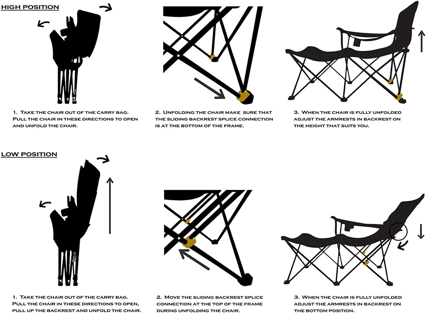 Folding Camping Chairs Reclining Beach Chairs for Adults Portable Sun Chairs Outdoor Lounger with Carry Bag,For Fishing,Camp,Picnics