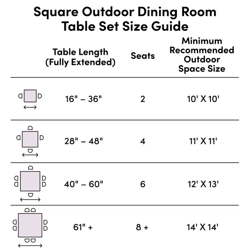 Genisus 2 - Person Square Outdoor Dining Set