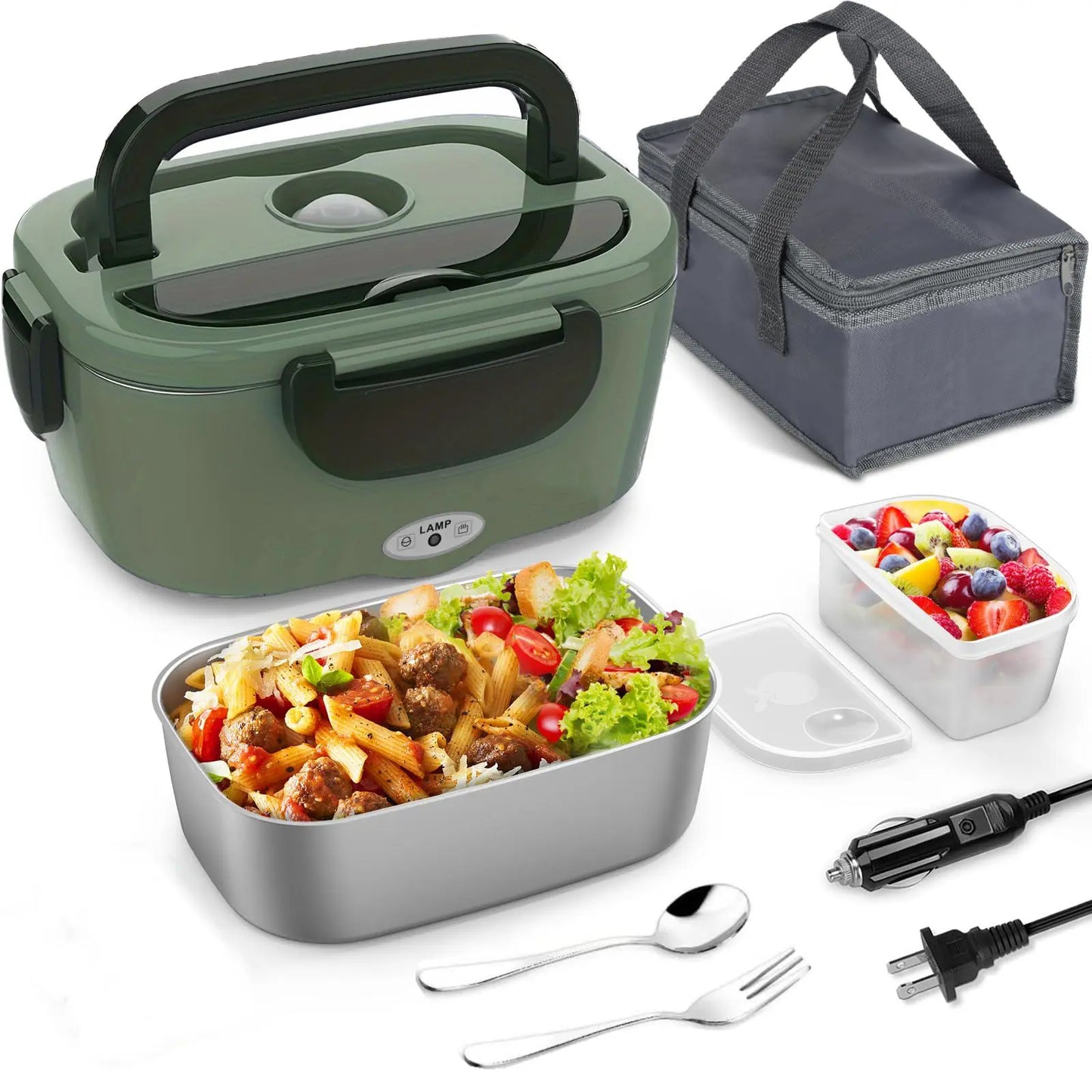 Electric Lunch Box, Summer Portable Food Heater with Random Style Tableware & Dish Cloth & Lunch Bag, Bento Box, Kitchen Accessories Lunch Food Storage Containers, Summer 2024 Summer Essentials