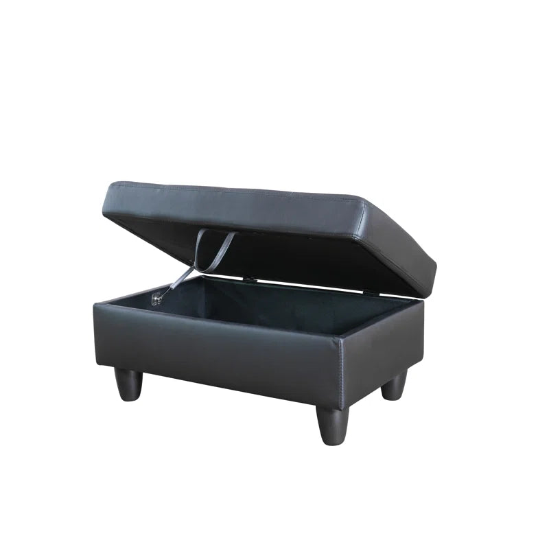 Faux Leather Storage Ottoman