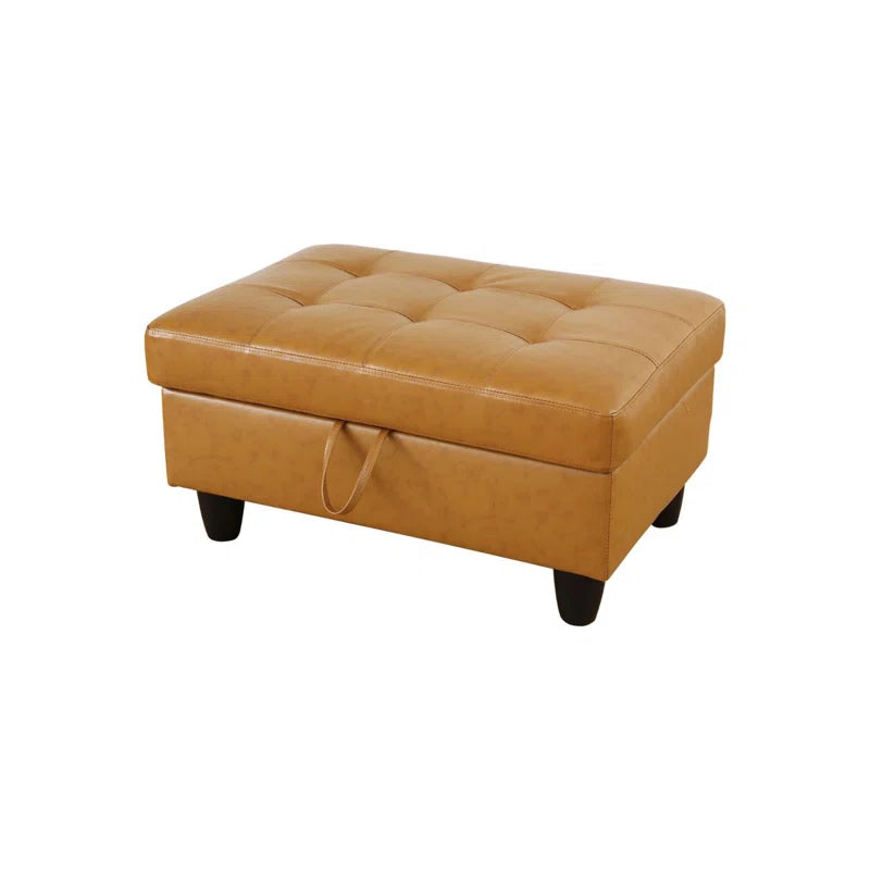 Faux Leather Storage Ottoman