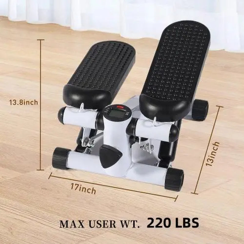 Mini Steppers for Exercise, Stair Stepper with Resistance Bands, Mini Stepper for Home and Offce Use with 220 LBS Loading Capacity, Hydraulic Fitness Stepper with LCD Monitor