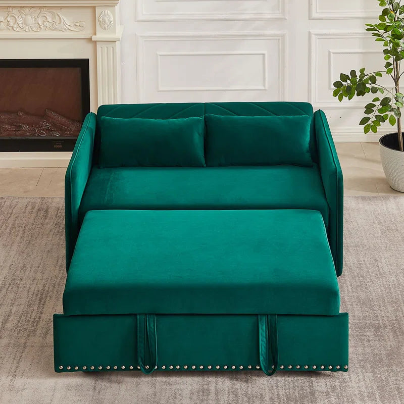 55'' Velvet Reclining Sleeper Sofa