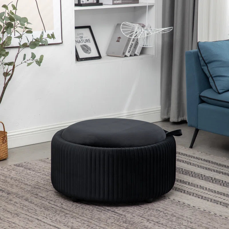 Sonam Velvet round Storage Ottoman