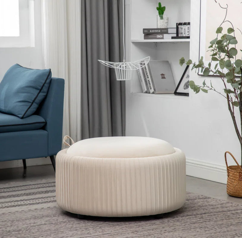 Sonam Velvet round Storage Ottoman