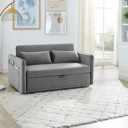 55'' Velvet Reclining Sleeper Sofa