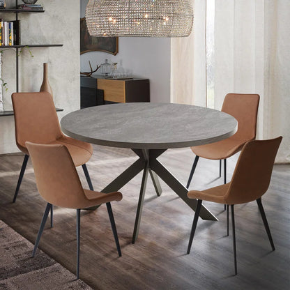 47.2'' round Dining Table Set, Modern Kitchen Table for 4-6 Person, Steel Legs (1 Table 4 Chairs)