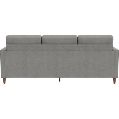 Mid-Century Modern Left or Right Facing Sectional Sofa in Light Grey Linen