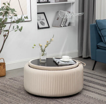 Sonam Velvet round Storage Ottoman