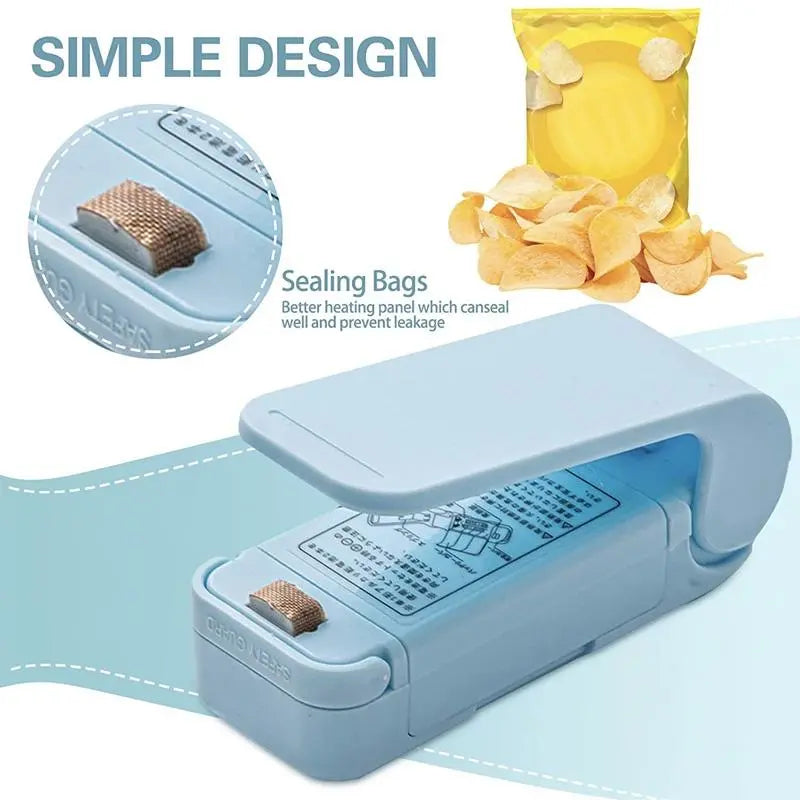 Solid Color Mini Portable Bag Heat Sealer, 1 Count Mini Heat Sealing Machine, Plastic Package Storage Bag Clip for Food Snack, Kitchen Gadgets Supplies, Home Items