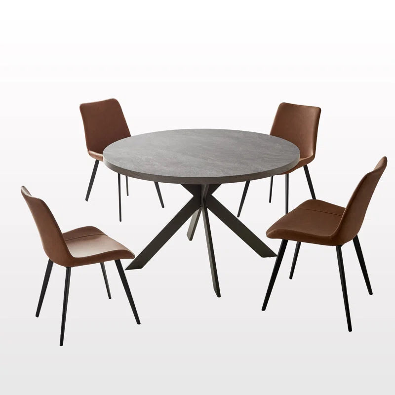 47.2'' round Dining Table Set, Modern Kitchen Table for 4-6 Person, Steel Legs (1 Table 4 Chairs)