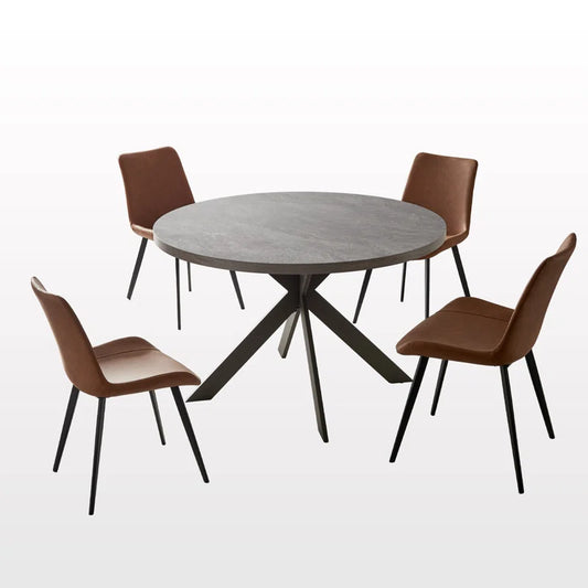 47.2'' round Dining Table Set, Modern Kitchen Table for 4-6 Person, Steel Legs (1 Table 4 Chairs)