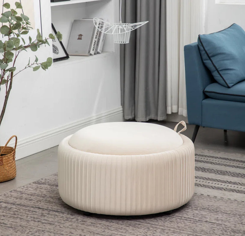 Sonam Velvet round Storage Ottoman