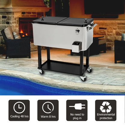 80 Qt. Outdoor Rolling Cooler Cart