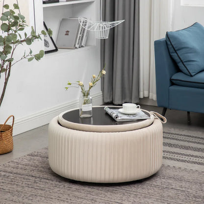 Sonam Velvet round Storage Ottoman