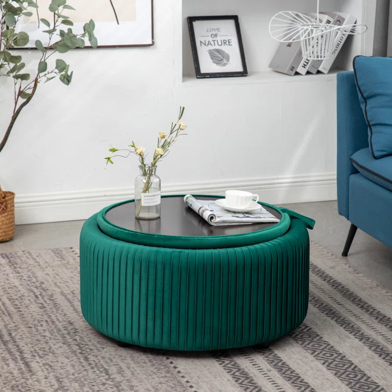 Sonam Velvet round Storage Ottoman