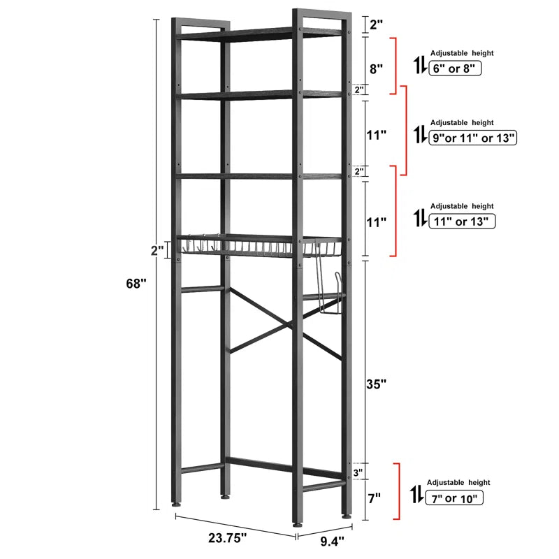 Agassiz Metal Adjustable Freestanding Over-The-Toilet Storage