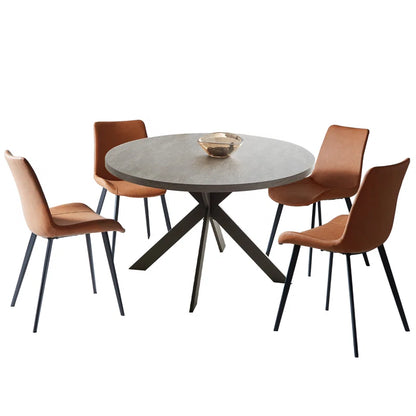 47.2'' round Dining Table Set, Modern Kitchen Table for 4-6 Person, Steel Legs (1 Table 4 Chairs)