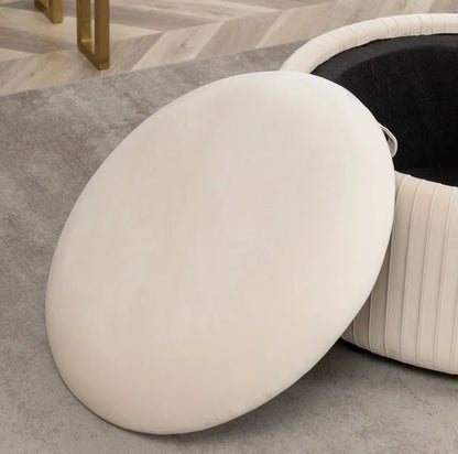 Sonam Velvet round Storage Ottoman