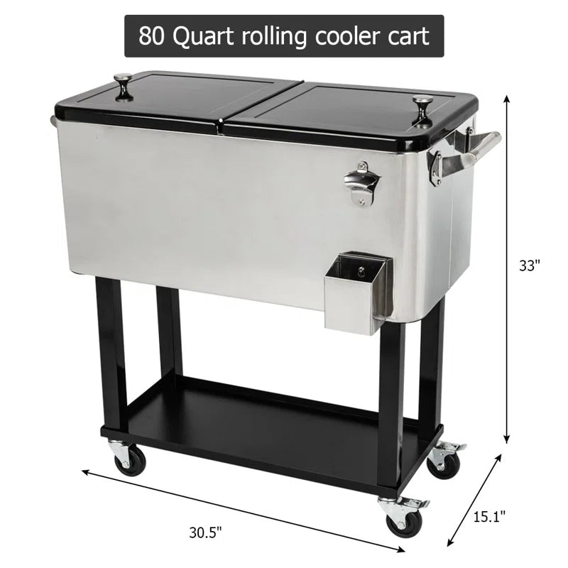 80 Qt. Outdoor Rolling Cooler Cart