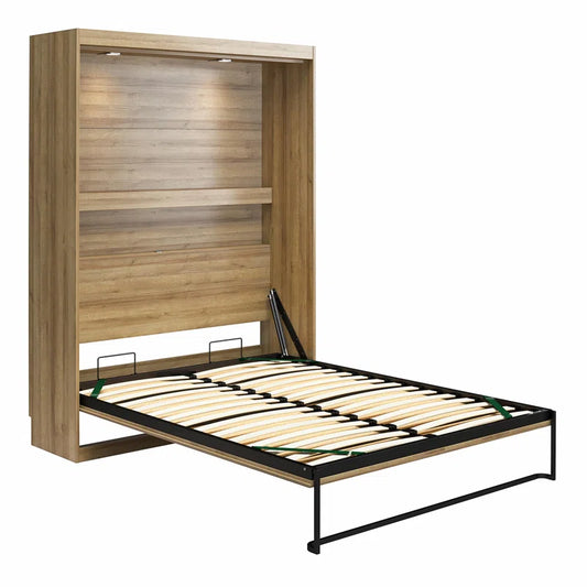 Makassar Murphy Bed with Gallery Shelf & Touch Sensor LED Lighting