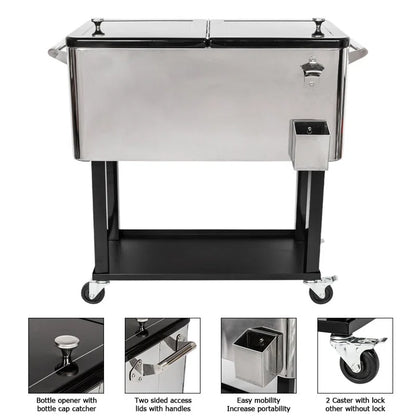 80 Qt. Outdoor Rolling Cooler Cart