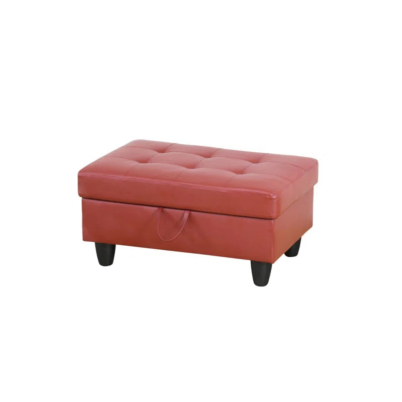 Faux Leather Storage Ottoman