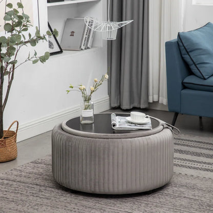 Sonam Velvet round Storage Ottoman