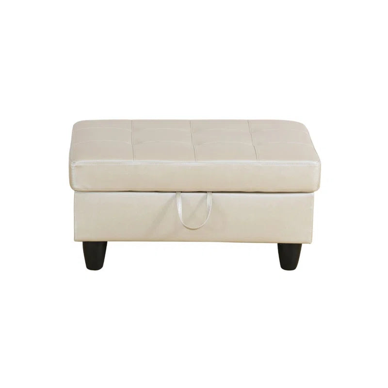 Faux Leather Storage Ottoman